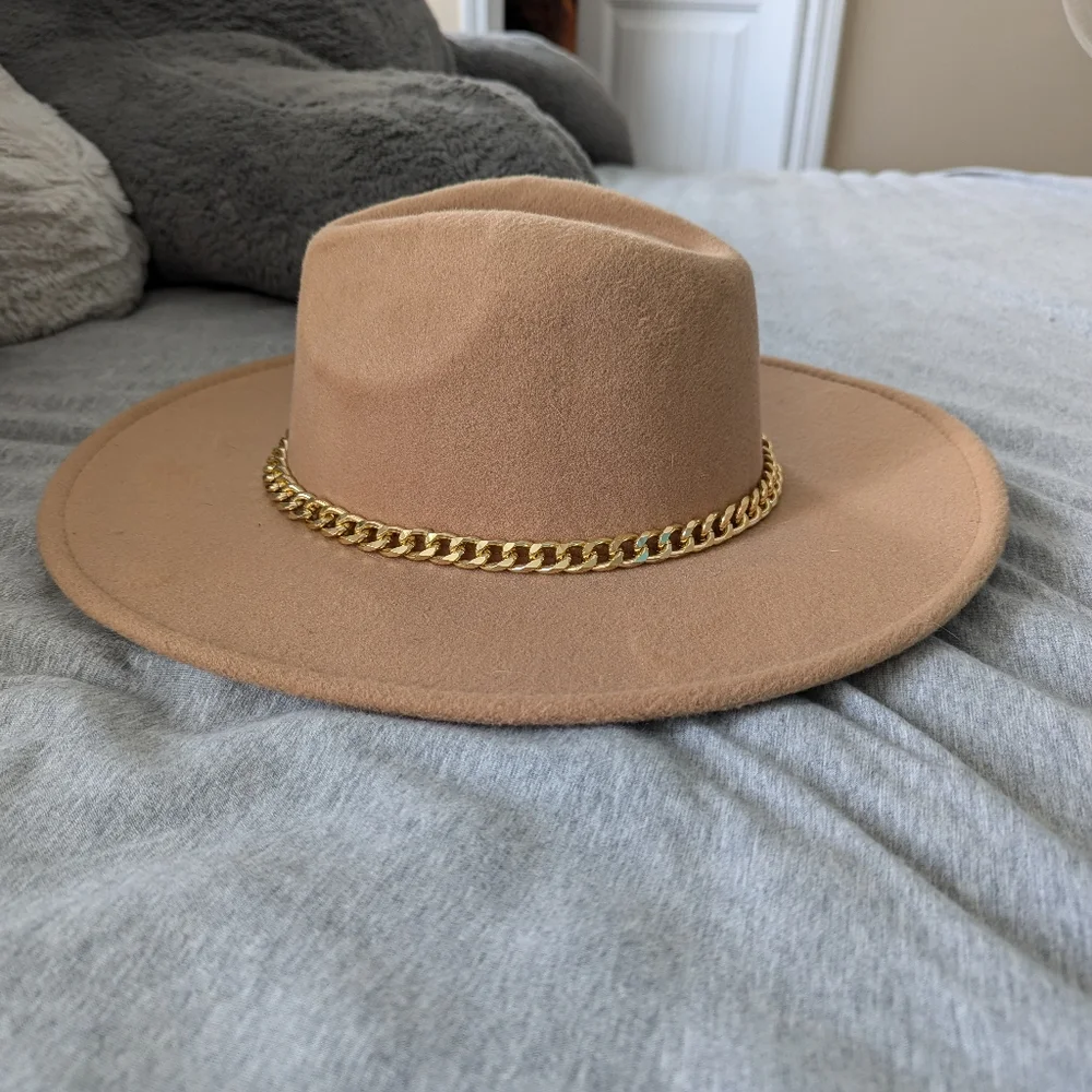 Tan Wide Brimmed Hat - Picture 1 of 3